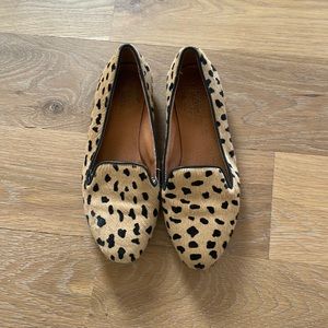 Madewell calf hair smoking slippers.